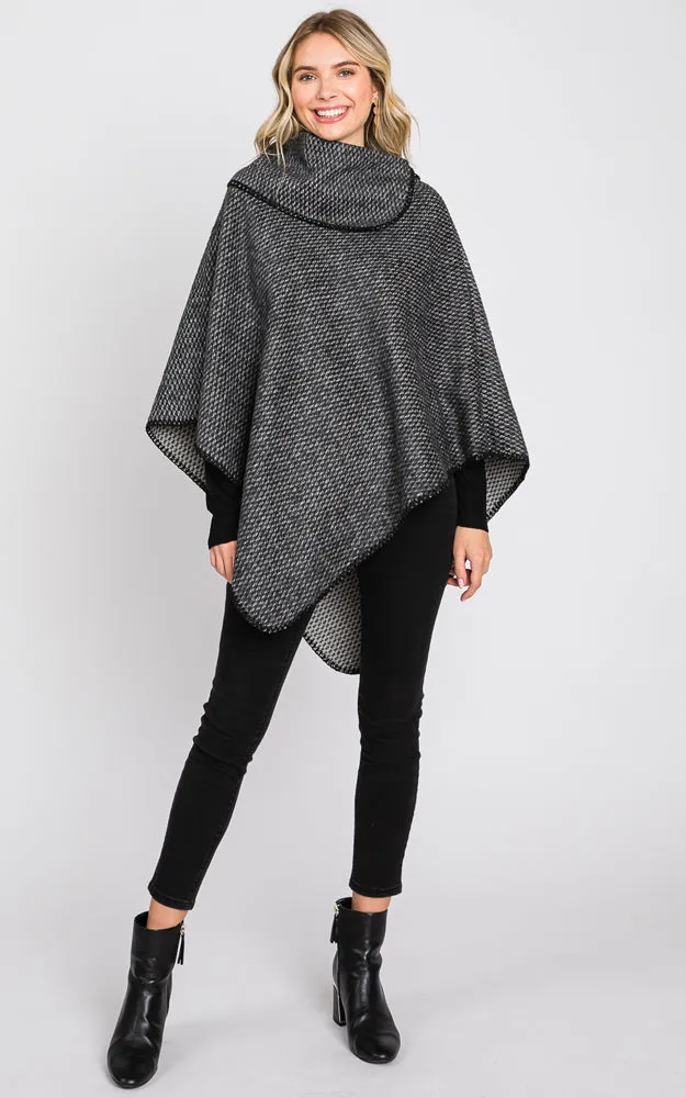 MS0330 SOLID TEXTURED NECK PONCHO