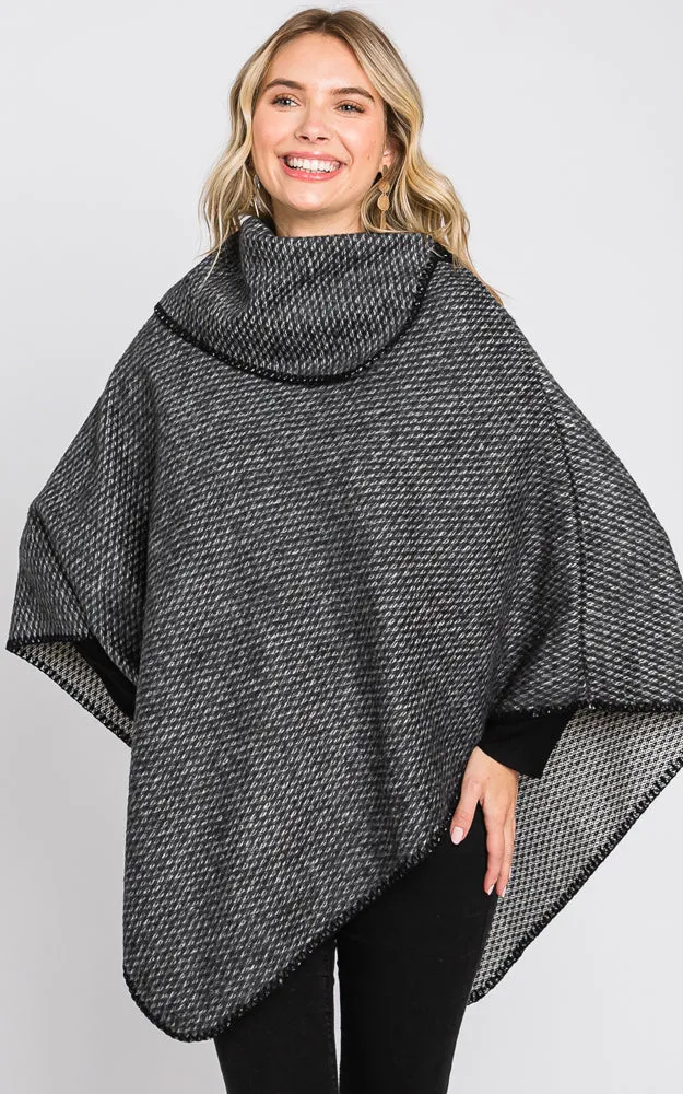 MS0330 SOLID TEXTURED NECK PONCHO