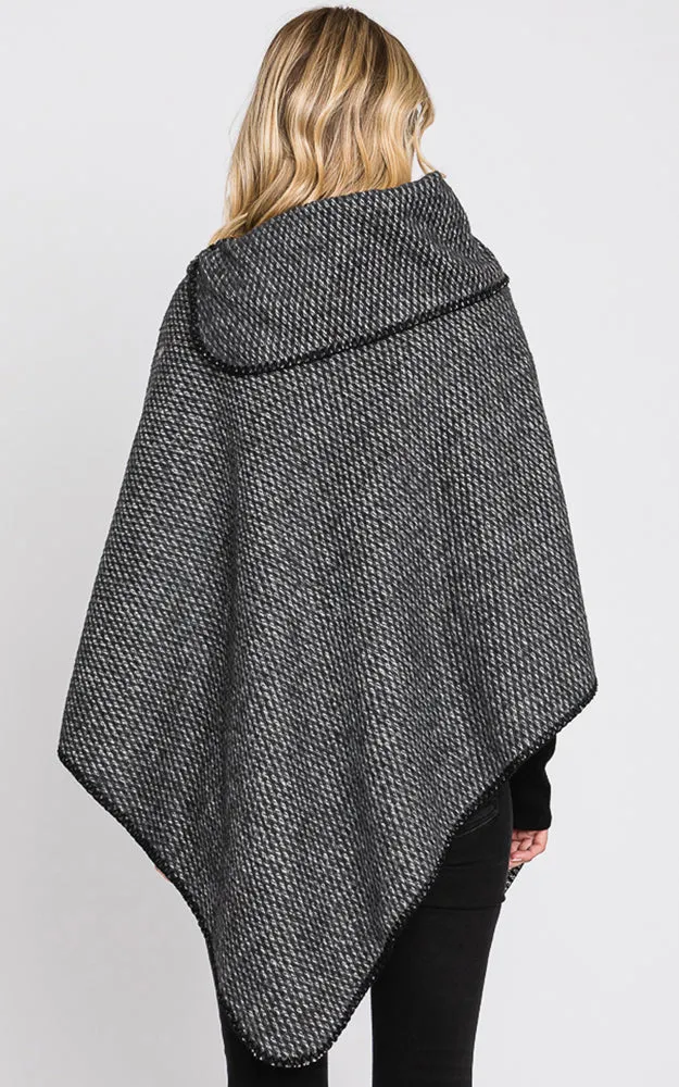 MS0330 SOLID TEXTURED NECK PONCHO