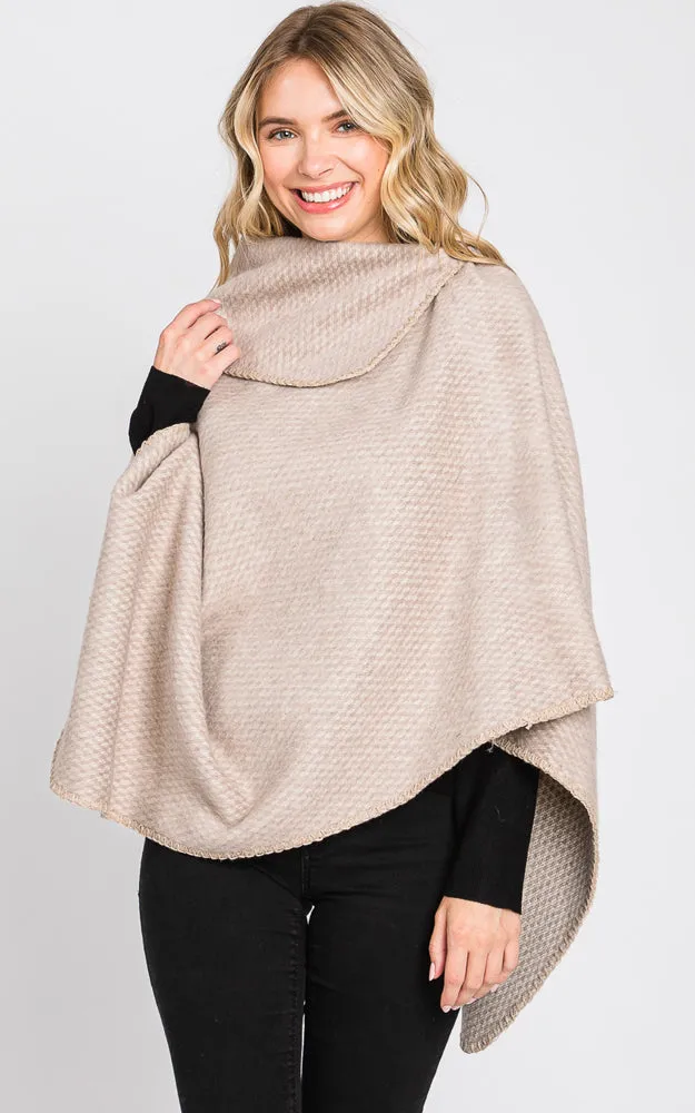 MS0330 SOLID TEXTURED NECK PONCHO