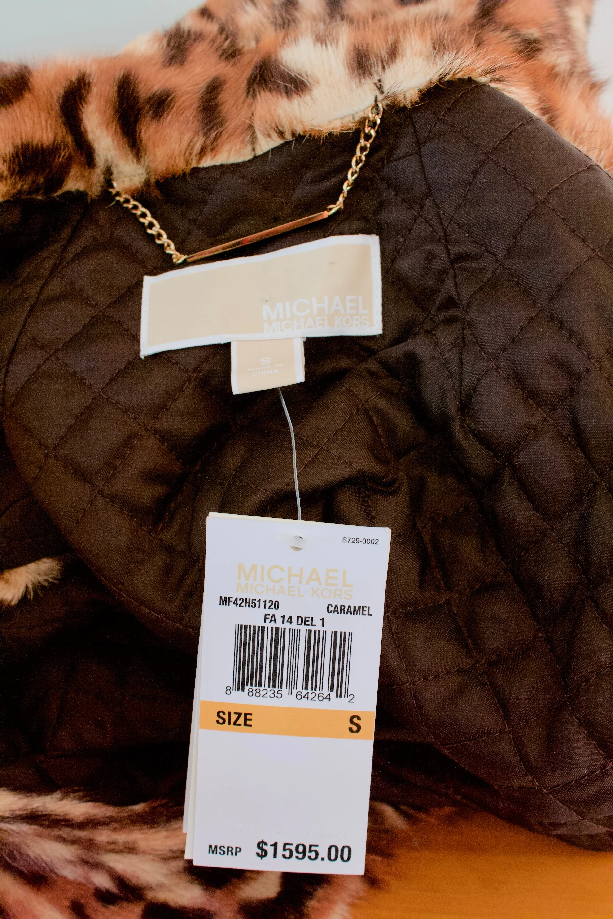 New MICHAEL KORS Leopard Print Fur Coat