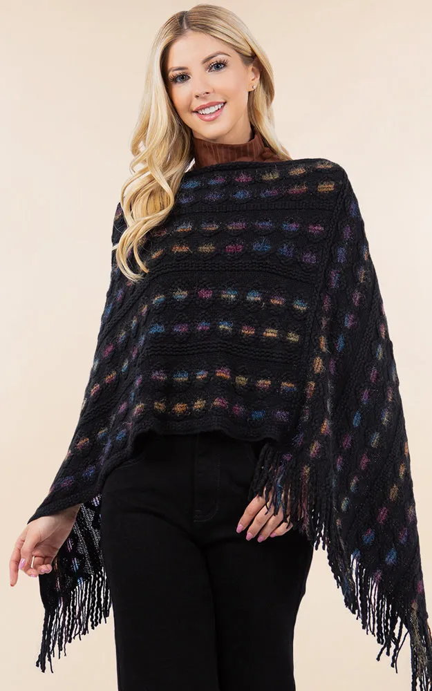 PA4285 Embossed Pattern Poncho Cover Up