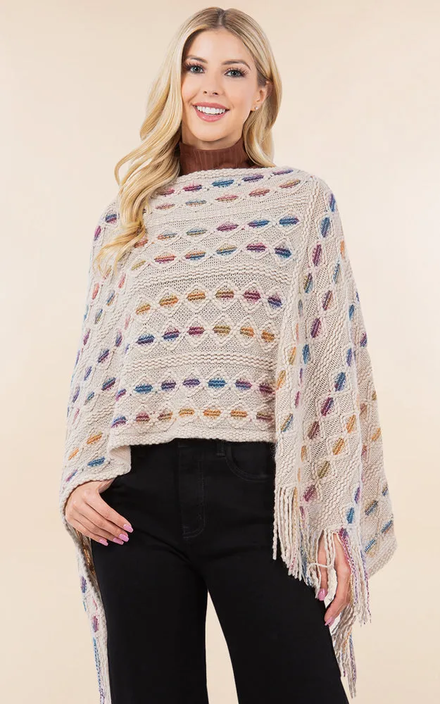 PA4285 Embossed Pattern Poncho Cover Up