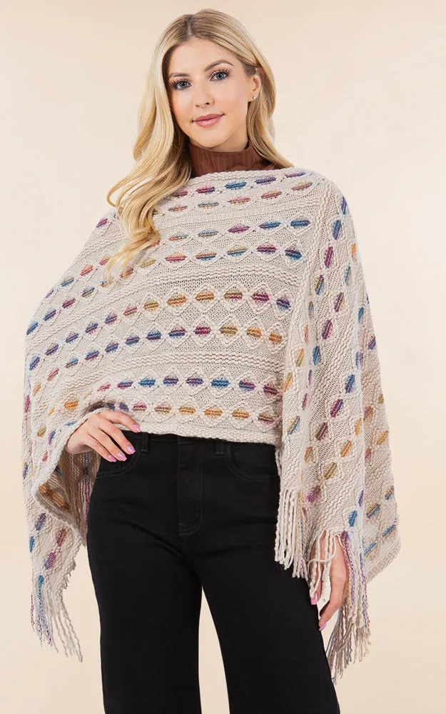 PA4285 Embossed Pattern Poncho Cover Up