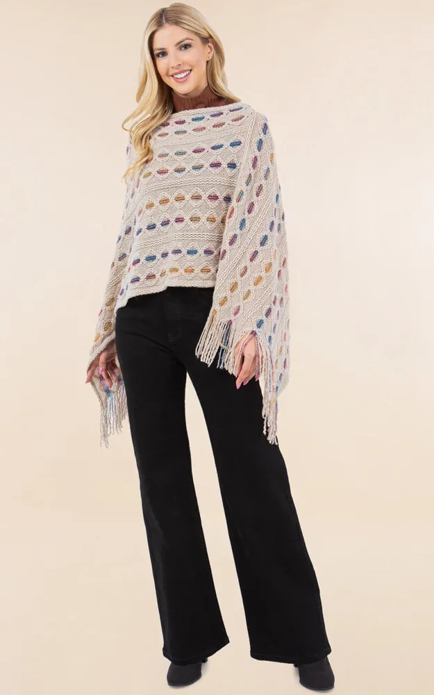 PA4285 Embossed Pattern Poncho Cover Up