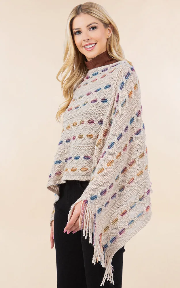 PA4285 Embossed Pattern Poncho Cover Up