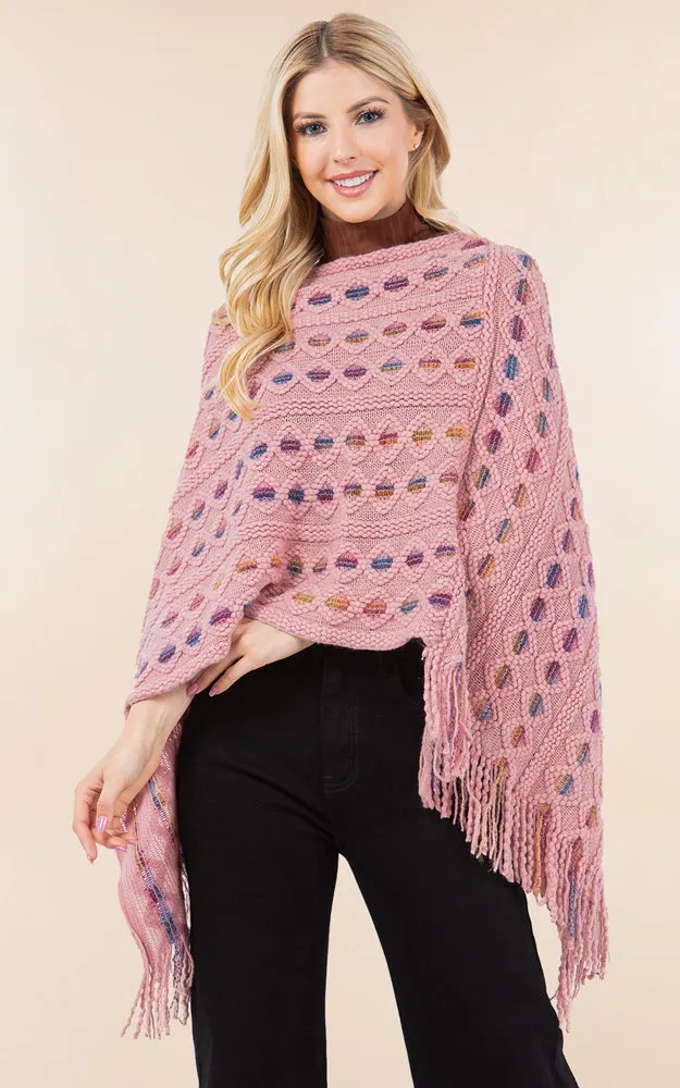 PA4285 Embossed Pattern Poncho Cover Up