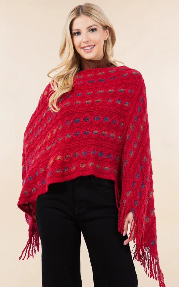 PA4285 Embossed Pattern Poncho Cover Up