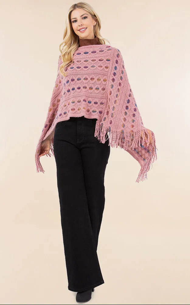 PA4285 Embossed Pattern Poncho Cover Up