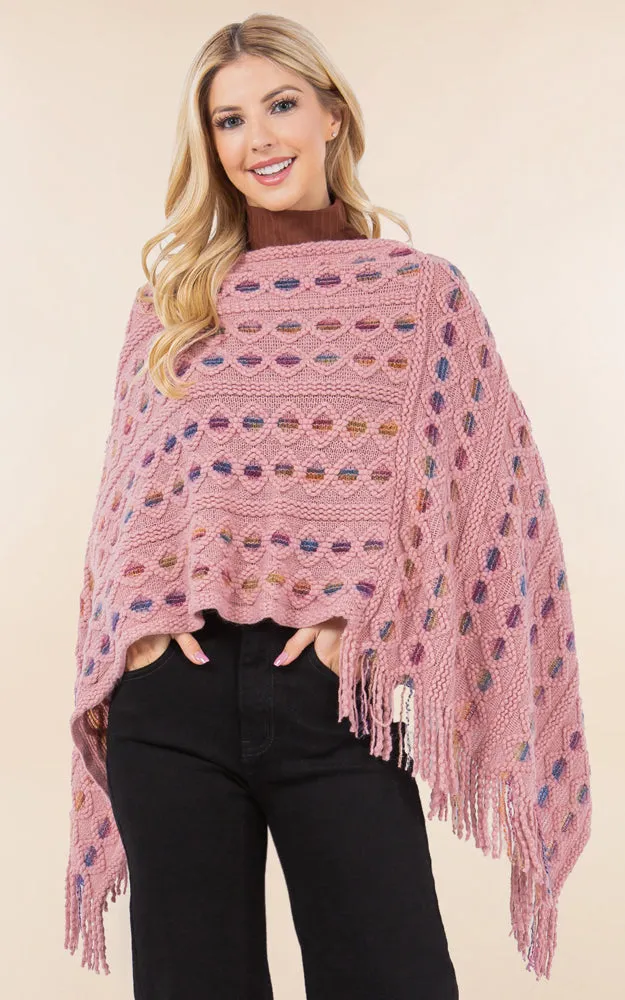 PA4285 Embossed Pattern Poncho Cover Up