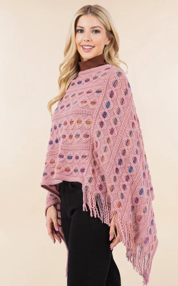 PA4285 Embossed Pattern Poncho Cover Up