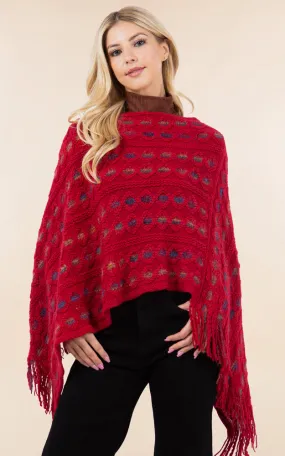 PA4285 Embossed Pattern Poncho Cover Up