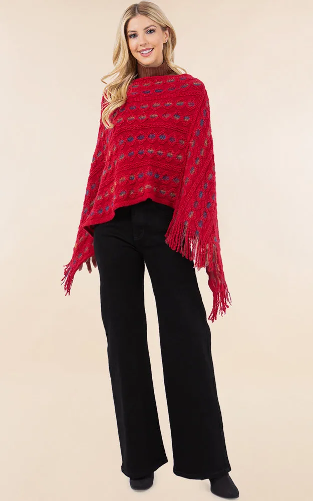 PA4285 Embossed Pattern Poncho Cover Up