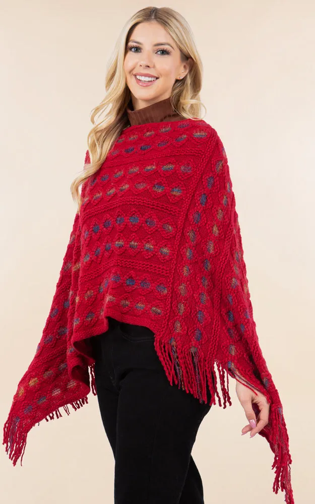 PA4285 Embossed Pattern Poncho Cover Up