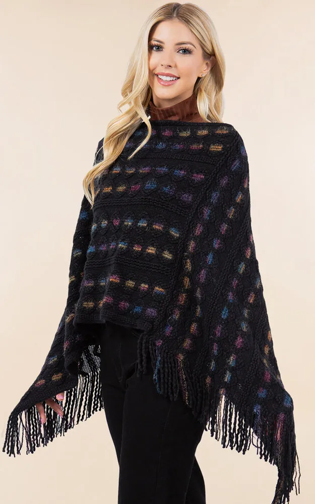 PA4285 Embossed Pattern Poncho Cover Up