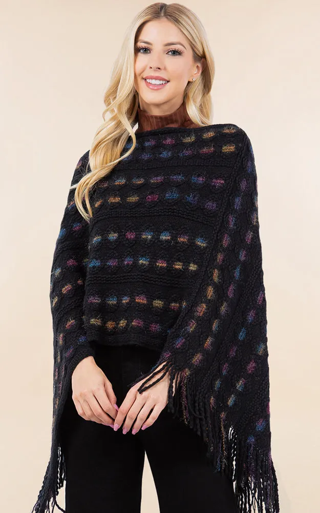 PA4285 Embossed Pattern Poncho Cover Up