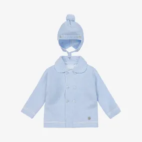 Pale Blue Knitted Pram Coat Set