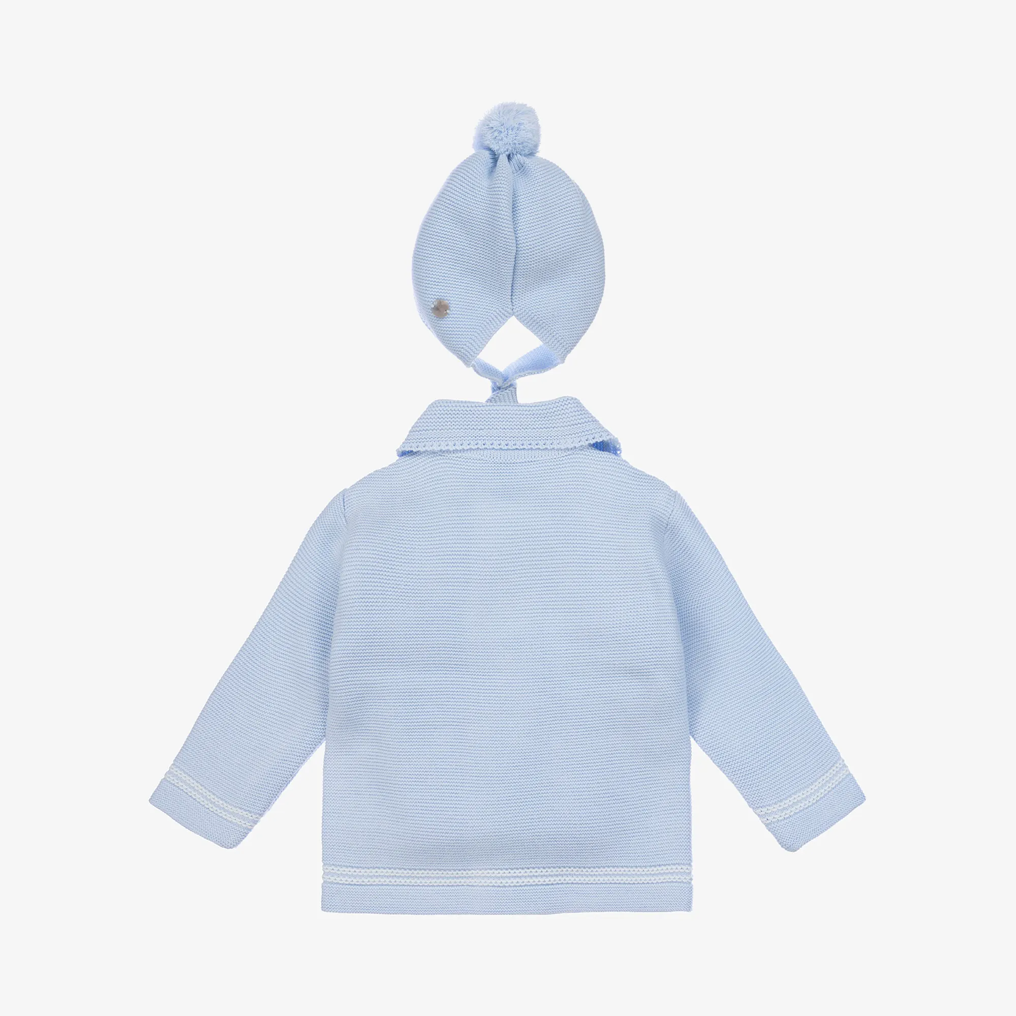 Pale Blue Knitted Pram Coat Set