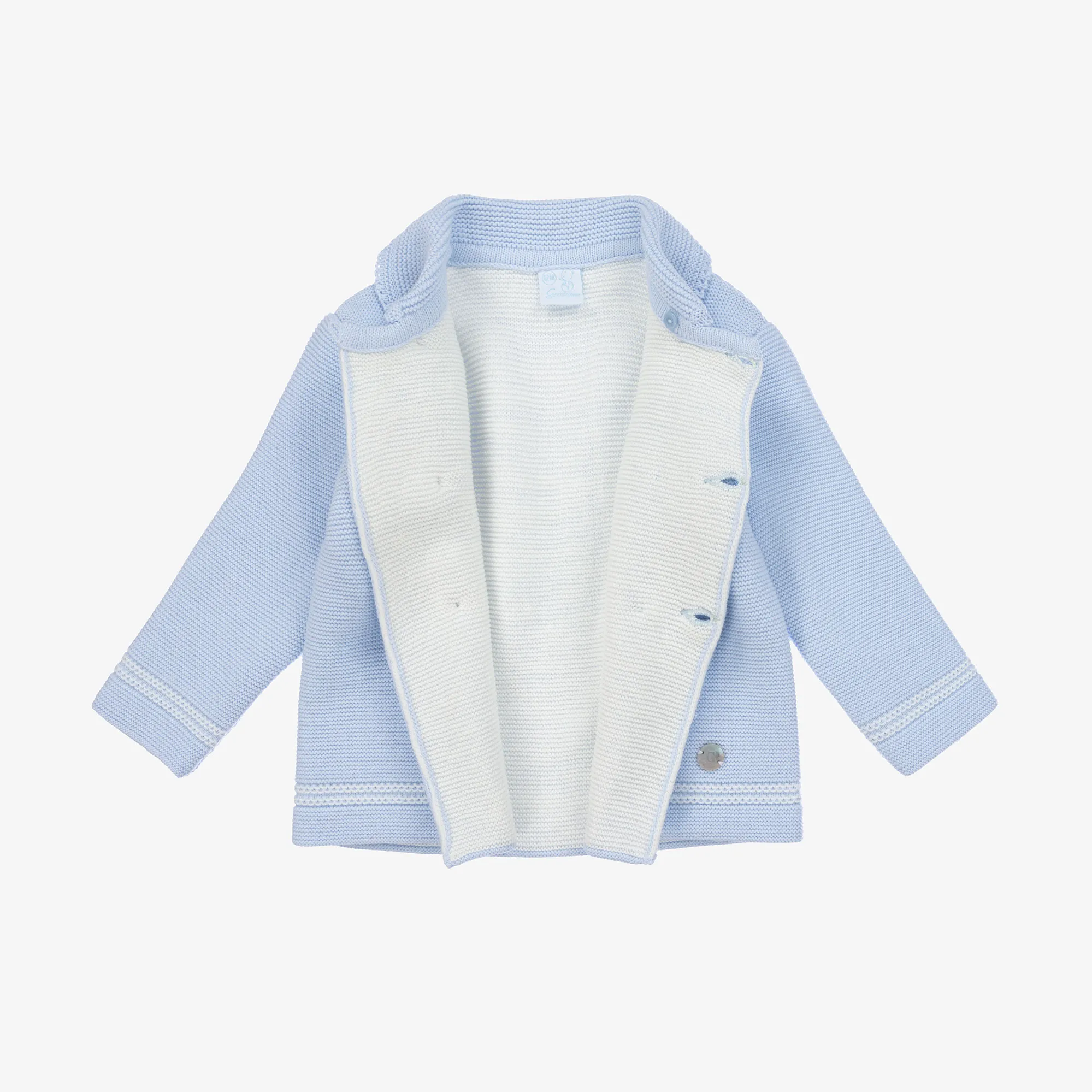 Pale Blue Knitted Pram Coat Set