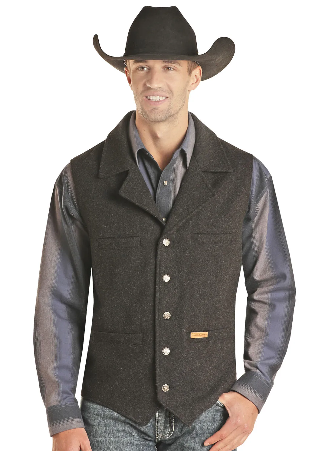 Panhandle Slim Mens Powder River Black Solid Vest