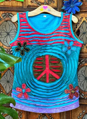 PEACE BLOOMS VEST / TOP  UK SIZE 14/16 (636OF)