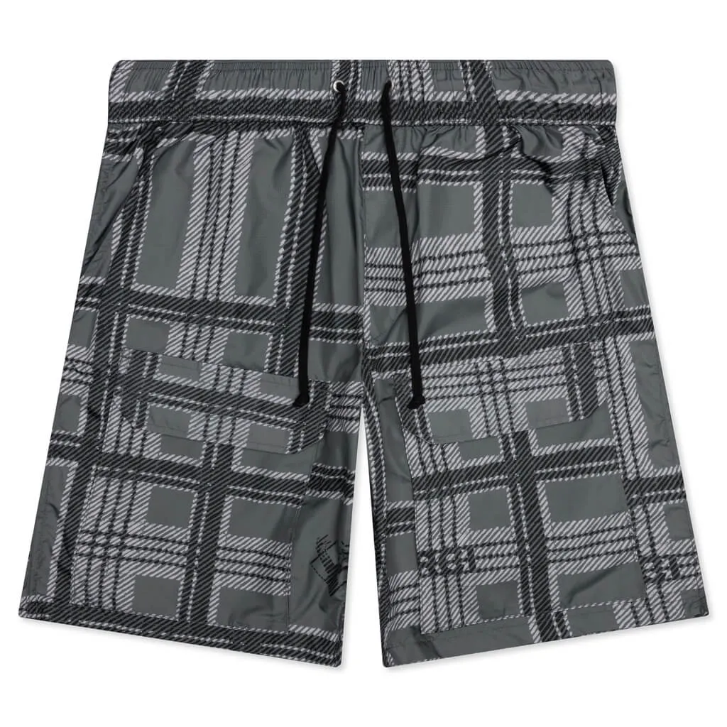 Plaid Ripstop Cargo Short - Black