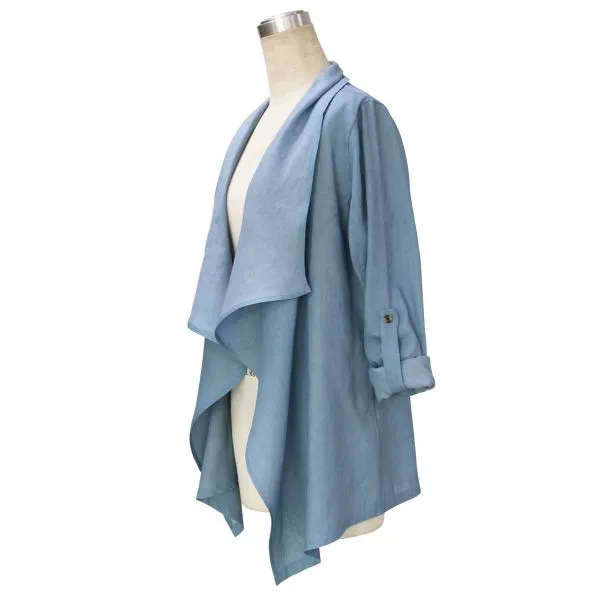 Poncho style denim shirt for women with long sleeves