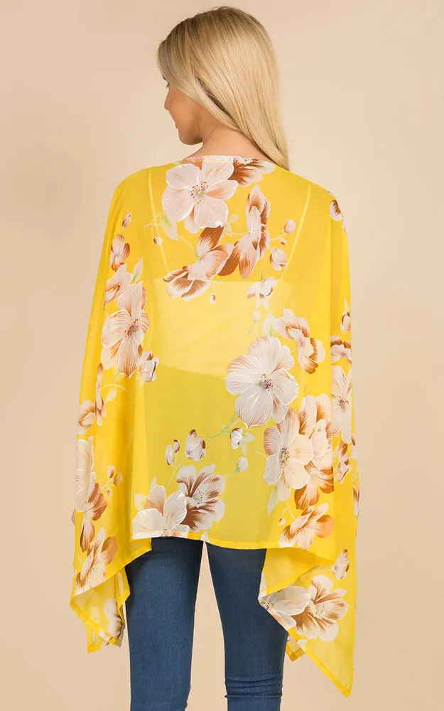 PP3120 Floral Pattern Poncho Cover Up