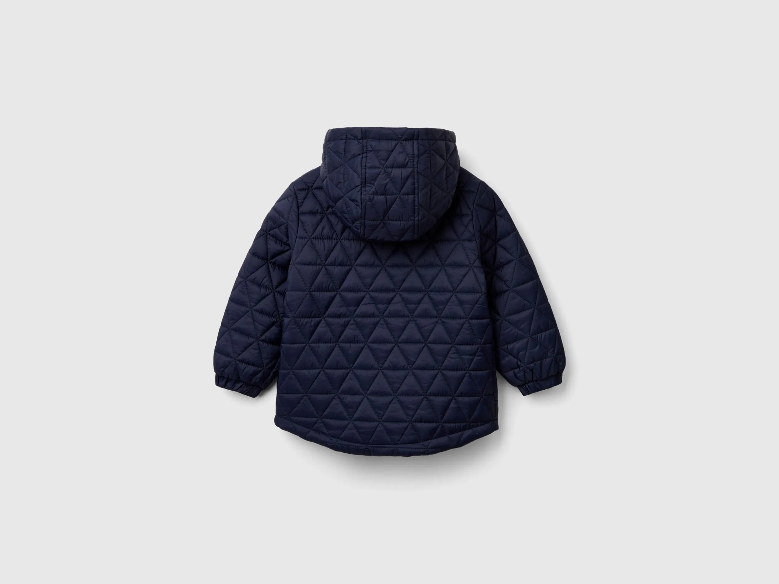 Quilted jacket with hood - Dark Blue | Benetton