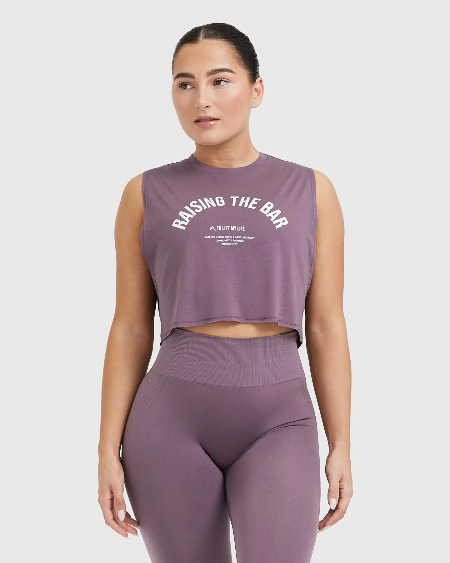 Raising The Bar Graphic Muscle Crop Vest | Vintage Purple