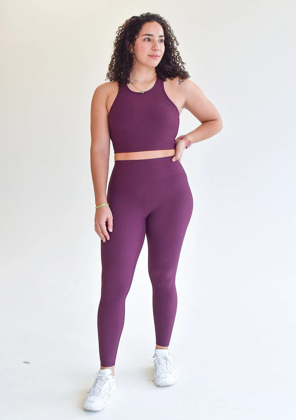 Ribbed Leggings - Plum