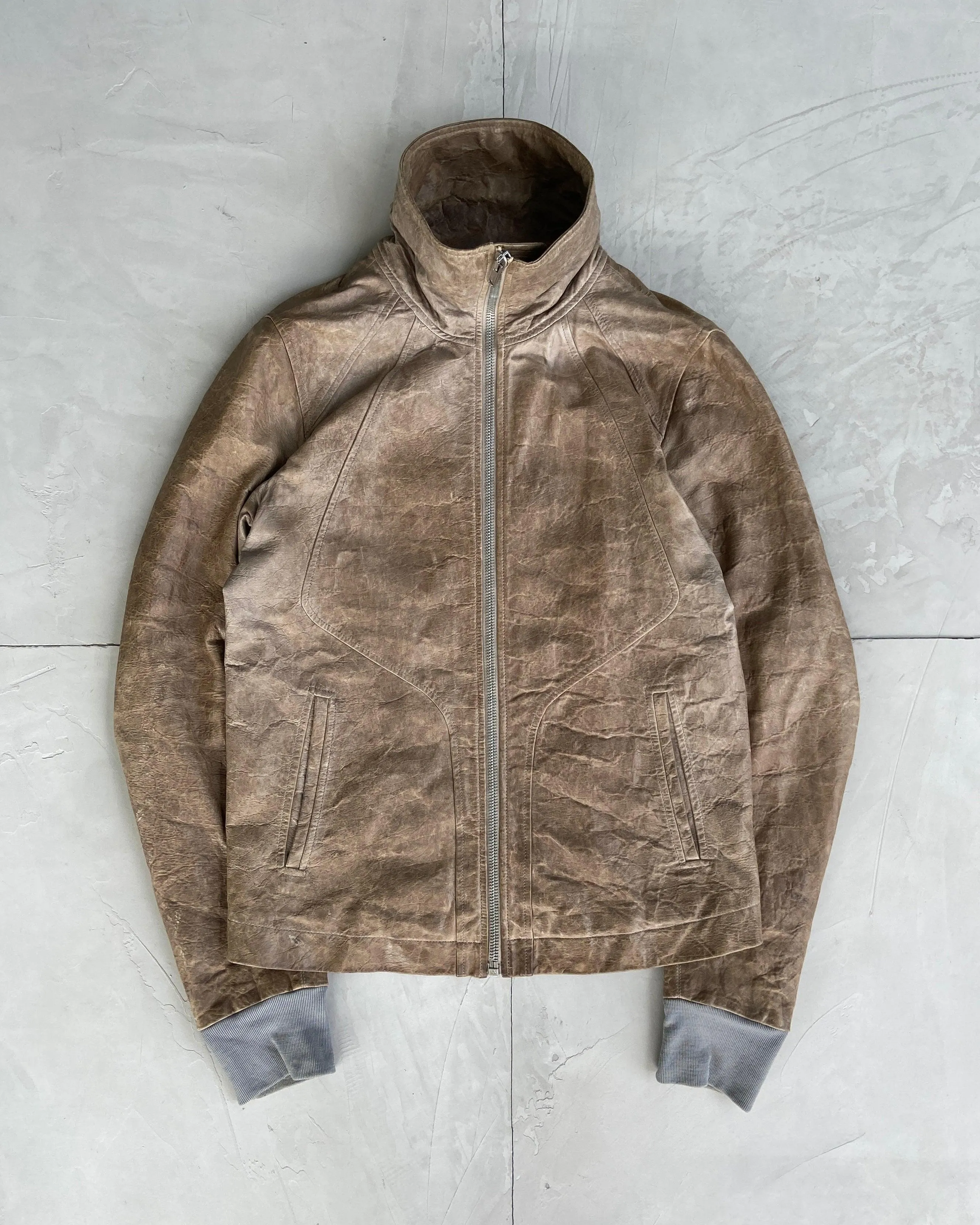 RICK OWENS INTARSIA LEATHER JACKET - M/L