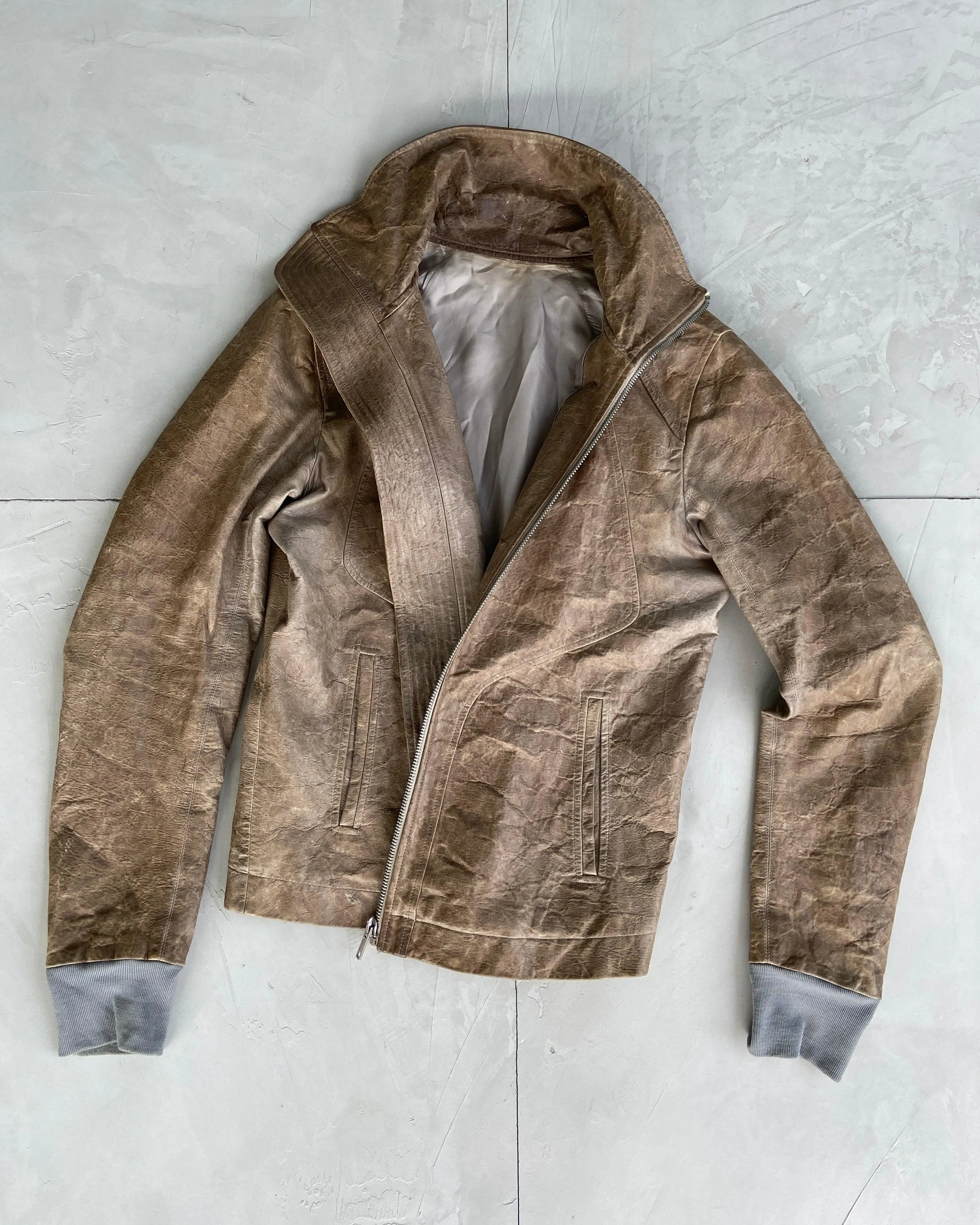 RICK OWENS INTARSIA LEATHER JACKET - M/L