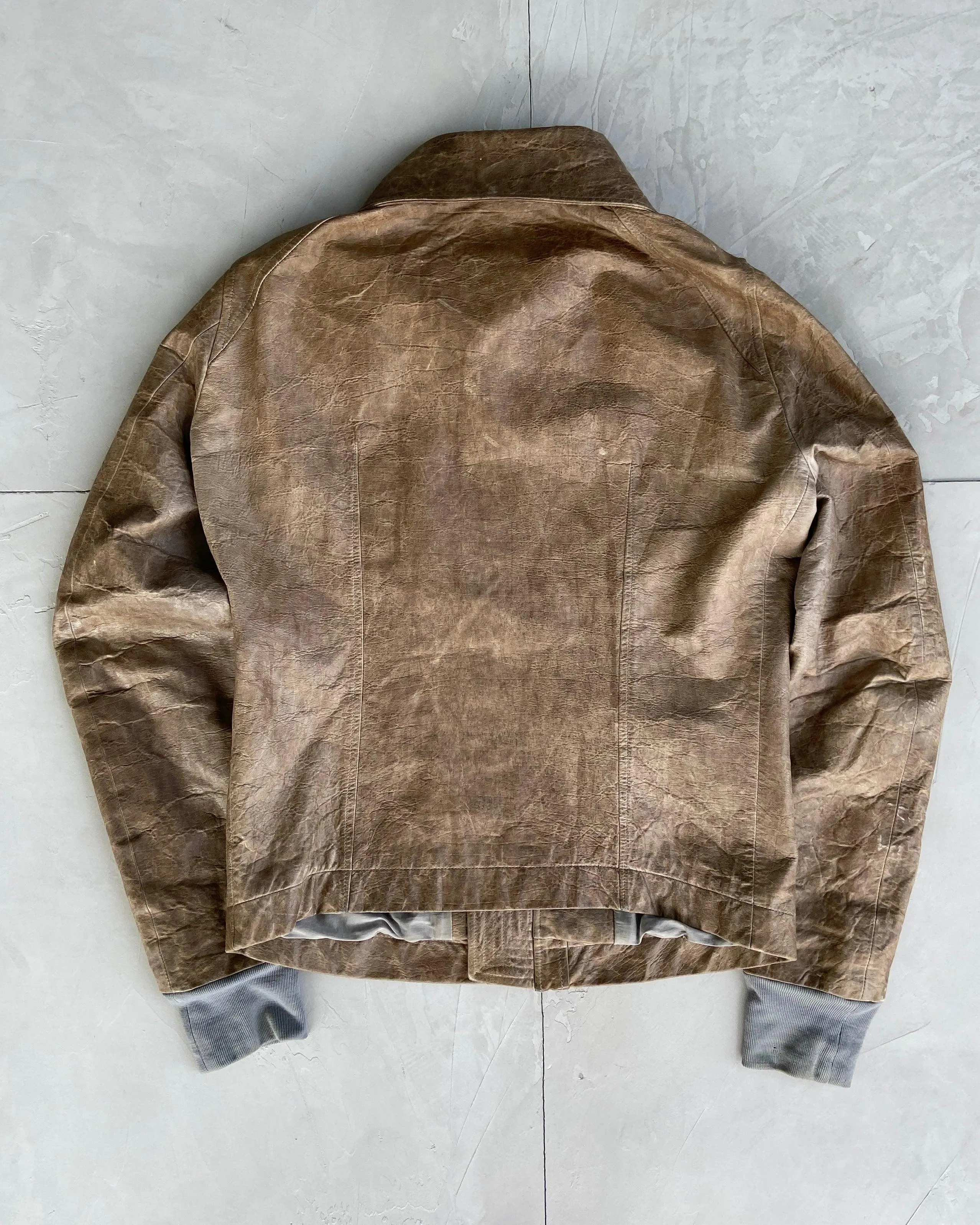 RICK OWENS INTARSIA LEATHER JACKET - M/L