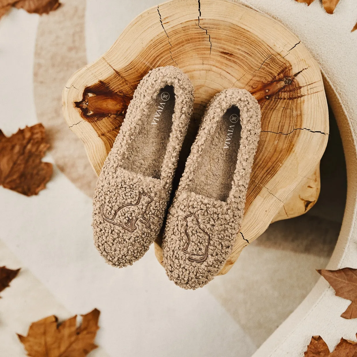   Round-Toe Recycled Faux Fur Loafers