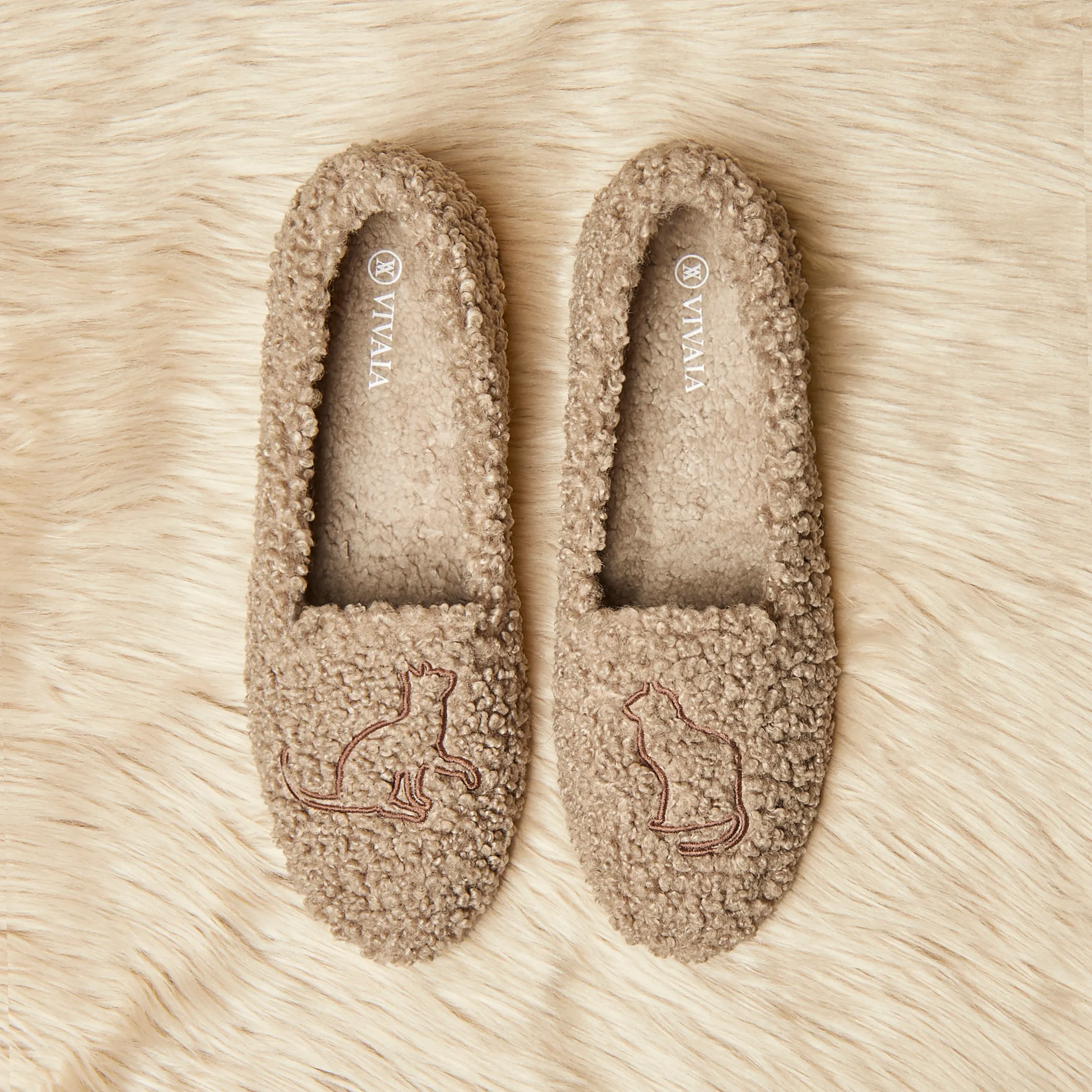   Round-Toe Recycled Faux Fur Loafers