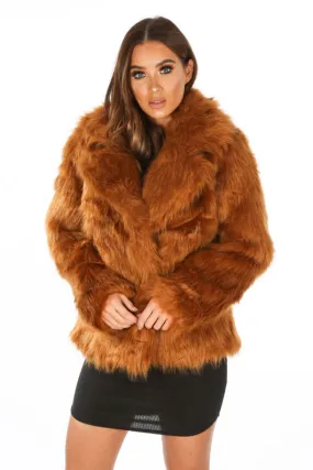 Rust Luxe Faux Fur Coat