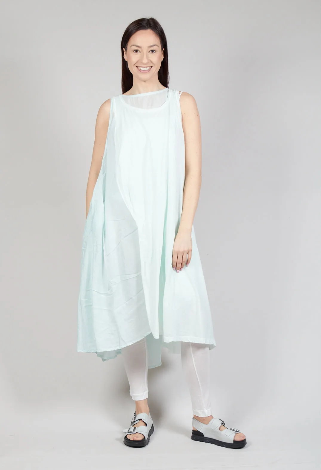 Sheer Double Vest Dress in Tulip 10% Cloud