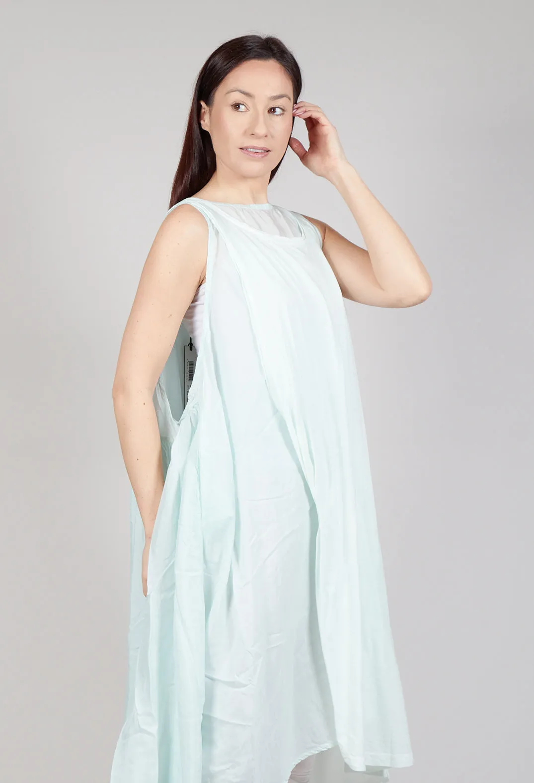 Sheer Double Vest Dress in Tulip 10% Cloud