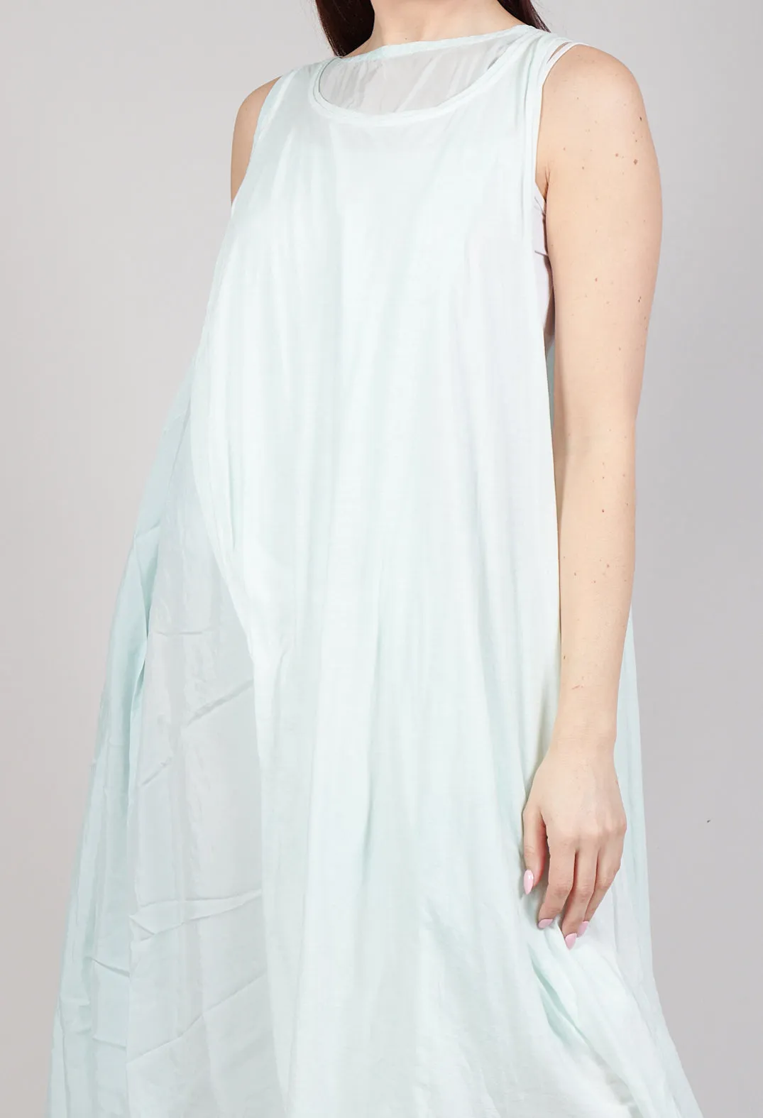 Sheer Double Vest Dress in Tulip 10% Cloud