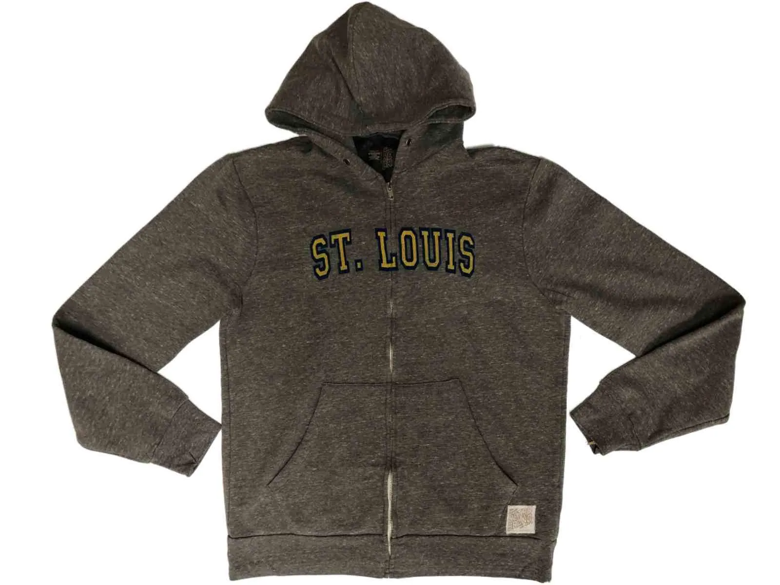 St. Louis Blues Retro Brand Gray Soft Tri-Blend Full Zip Up Hooded Jacket