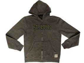 St. Louis Blues Retro Brand Gray Soft Tri-Blend Full Zip Up Hooded Jacket