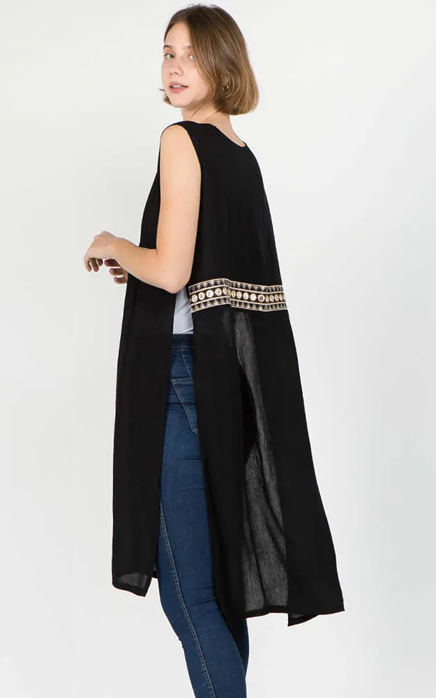 TP8101 Black Long Tunic Poncho