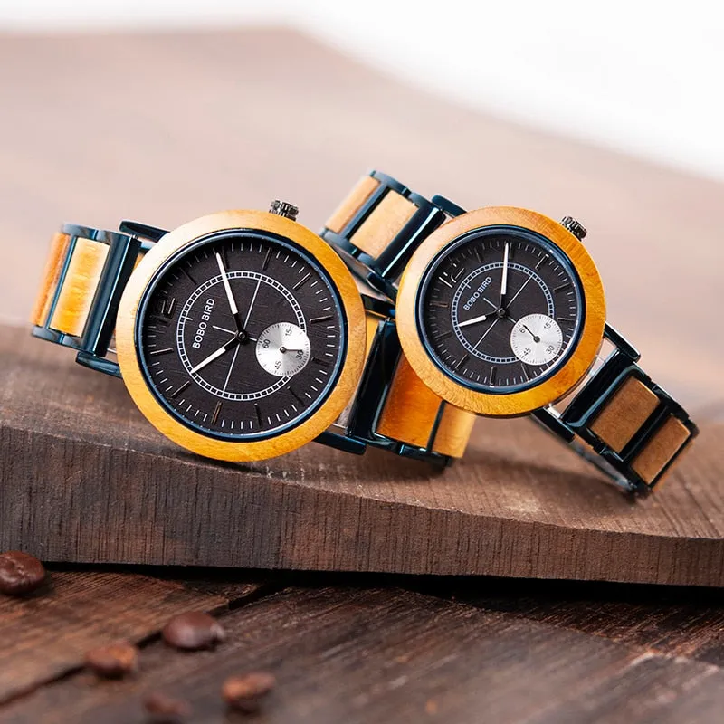 Unisex Luxury Style Chronograph Quartz Movement Wooden Wristwatch