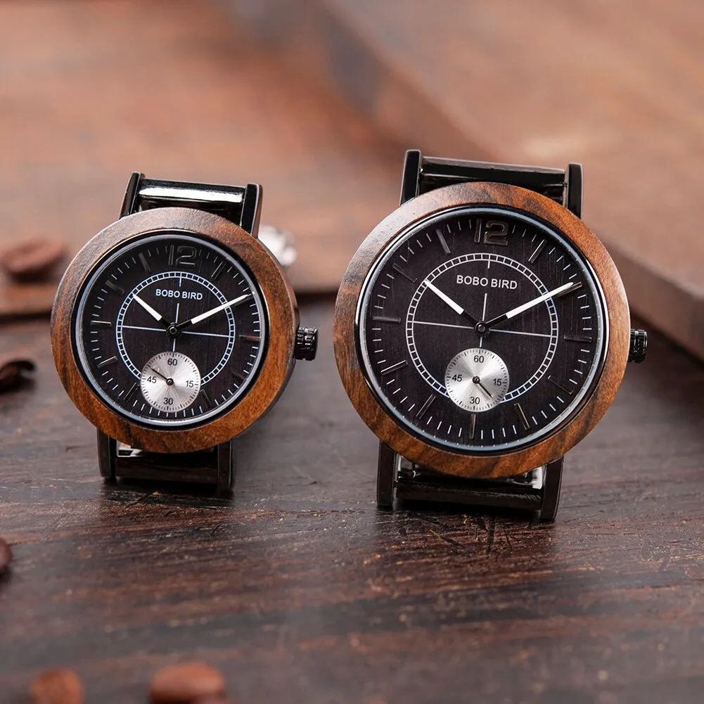 Unisex Luxury Style Chronograph Quartz Movement Wooden Wristwatch