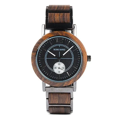 Unisex Luxury Style Chronograph Quartz Movement Wooden Wristwatch