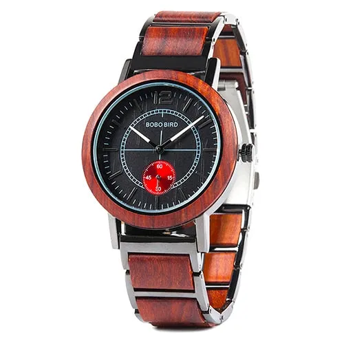 Unisex Luxury Style Chronograph Quartz Movement Wooden Wristwatch