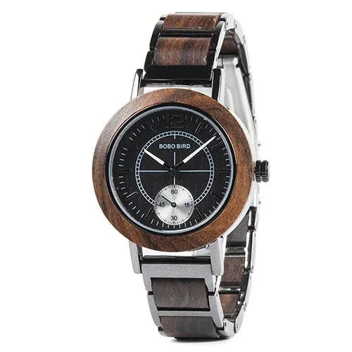 Unisex Luxury Style Chronograph Quartz Movement Wooden Wristwatch