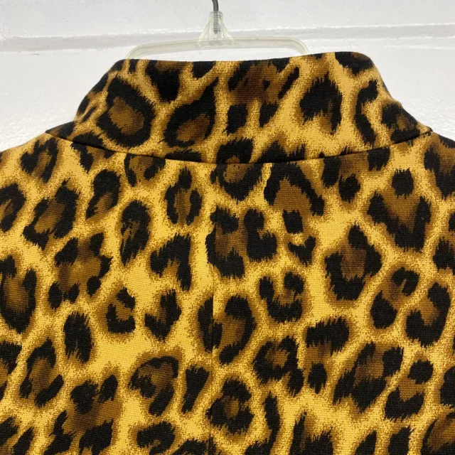 WD.NY Women's Size 10-M Black-Brown Animal Print Button Down Coat