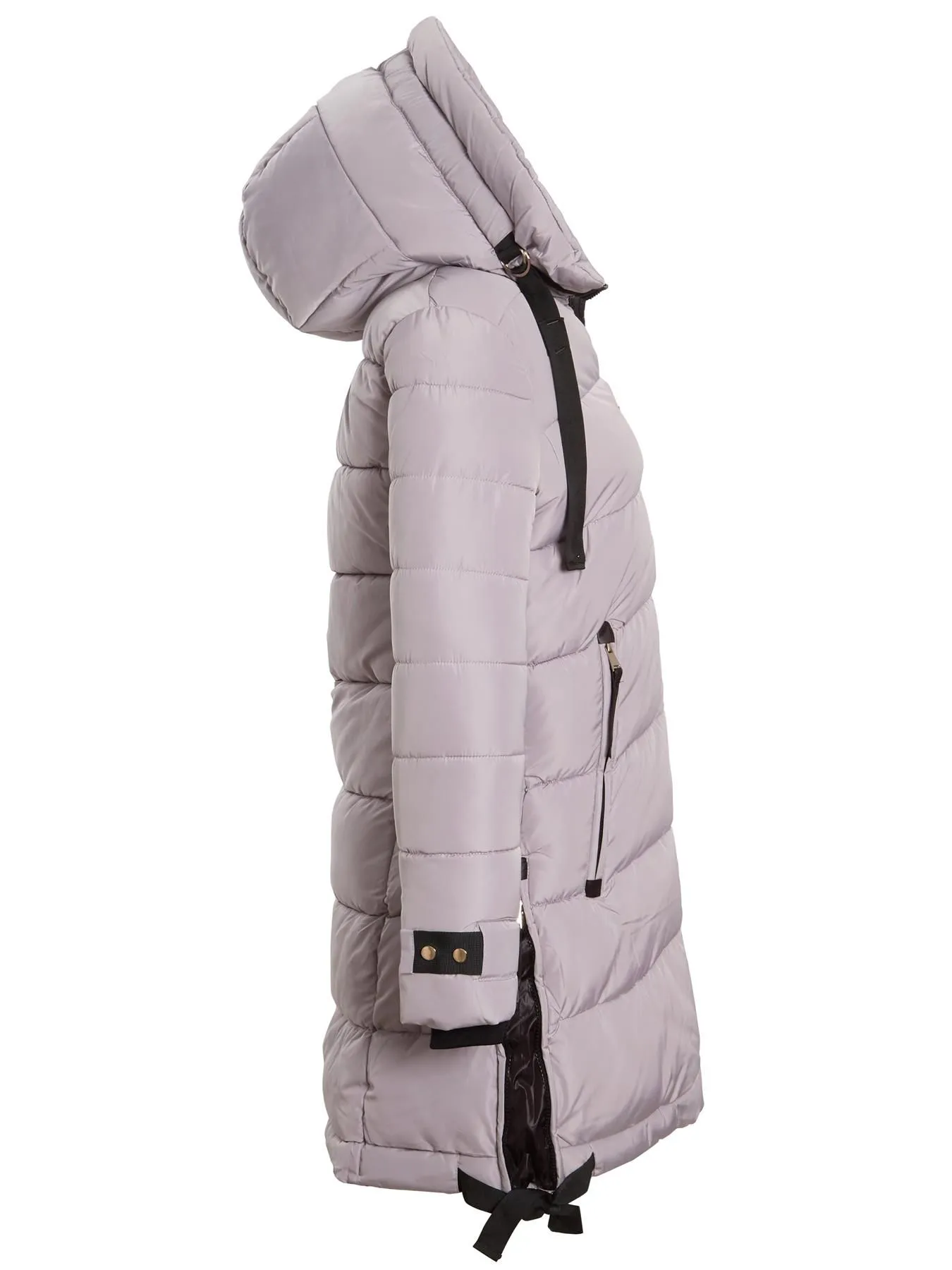 Winter Ski jacket with Zip Detail, Black, Pink, Grey, UK Sizes 8 to 16